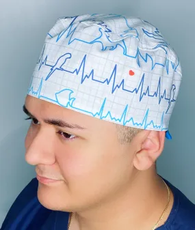 Veterinarian Animal Care EKG Unisex Medical Theme Scrub Cap