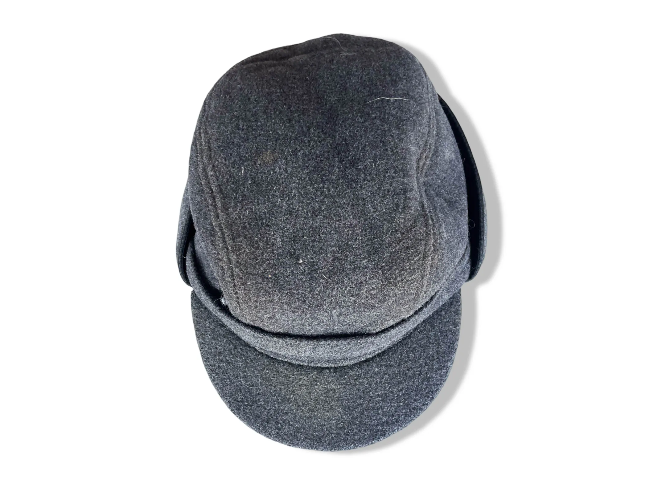 Vintage men's winter wool fleece grey baseball cap|SKU 4342