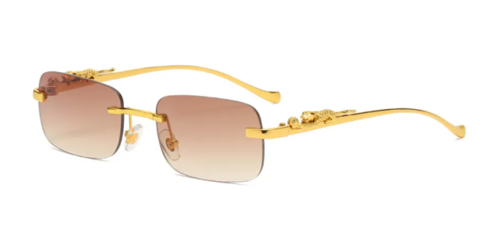 Vintage Rimless Rectangle Sun Glasses