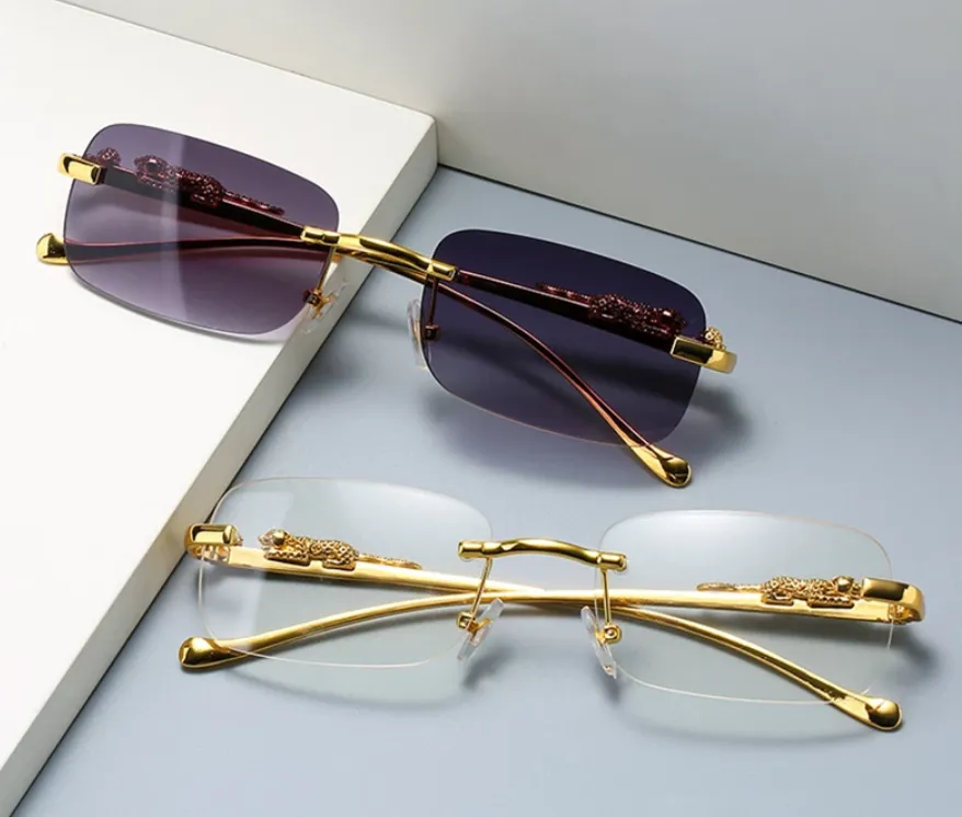 Vintage Rimless Rectangle Sun Glasses