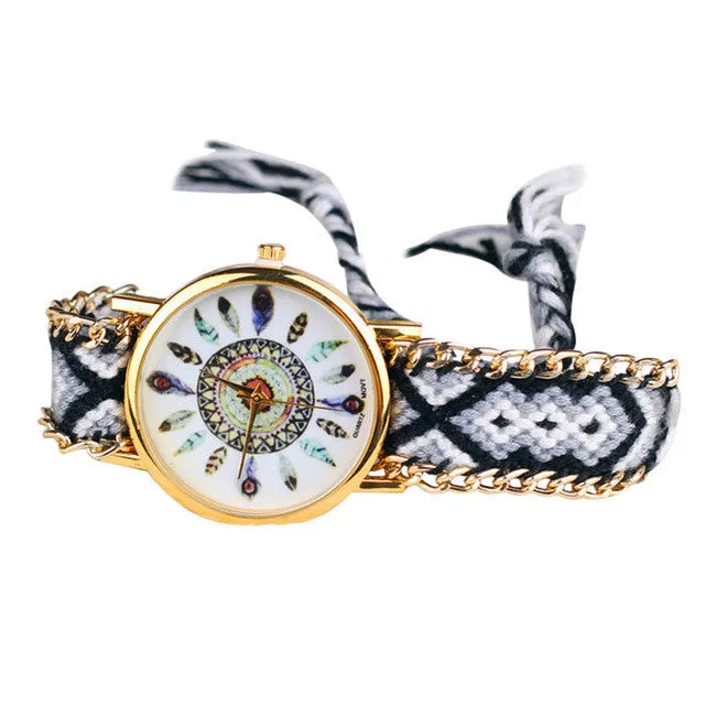 Women Dress Watches Cartoon Feather Figure Knitted Watches