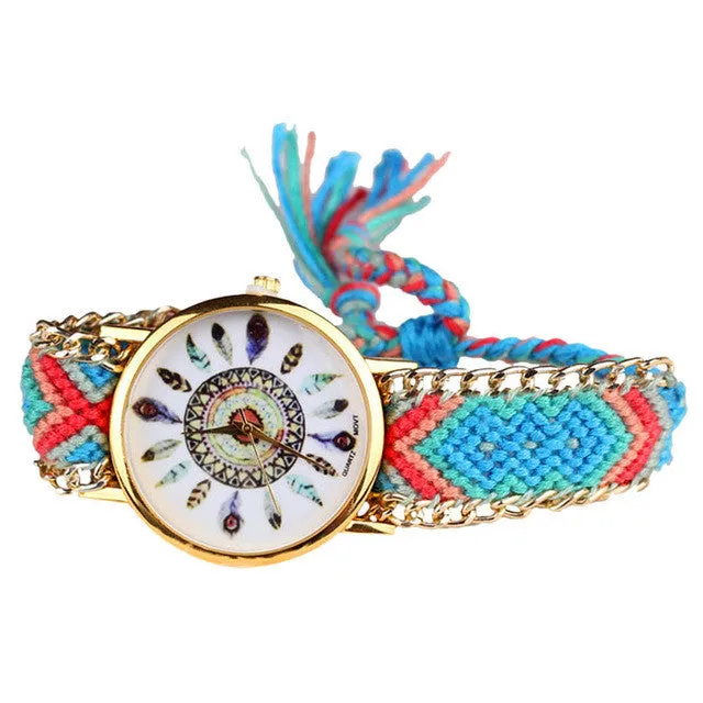 Women Dress Watches Cartoon Feather Figure Knitted Watches