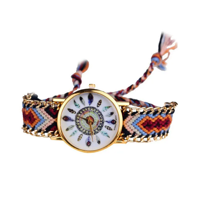 Women Dress Watches Cartoon Feather Figure Knitted Watches