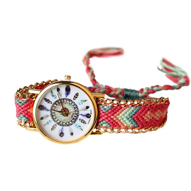 Women Dress Watches Cartoon Feather Figure Knitted Watches