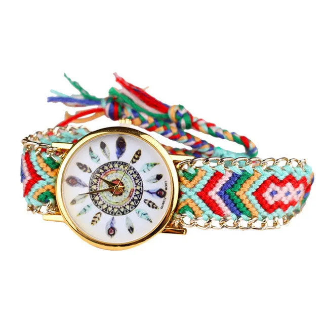 Women Dress Watches Cartoon Feather Figure Knitted Watches