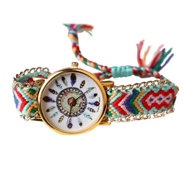 Women Dress Watches Cartoon Feather Figure Knitted Watches