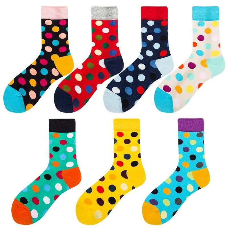 Womens & Mens Crew Happy Fun Socks Polka Dot Skate Socks Unisex