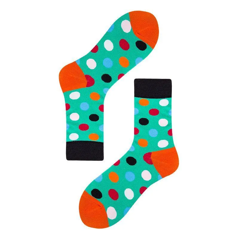 Womens & Mens Crew Happy Fun Socks Polka Dot Skate Socks Unisex