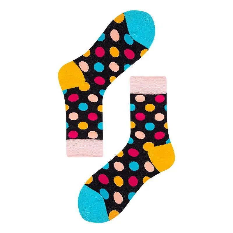 Womens & Mens Crew Happy Fun Socks Polka Dot Skate Socks Unisex