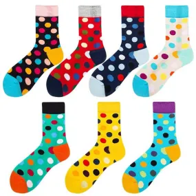 Womens & Mens Crew Happy Fun Socks Polka Dot Skate Socks Unisex