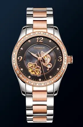 Women's Luxury Rhinestone Automatic Mechanical Date Wrist Watch