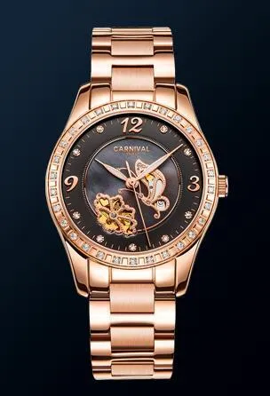 Women's Luxury Rhinestone Automatic Mechanical Date Wrist Watch