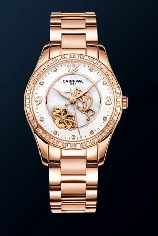 Women's Luxury Rhinestone Automatic Mechanical Date Wrist Watch