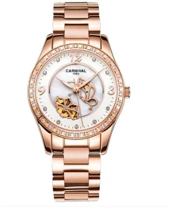 Women's Luxury Rhinestone Automatic Mechanical Date Wrist Watch