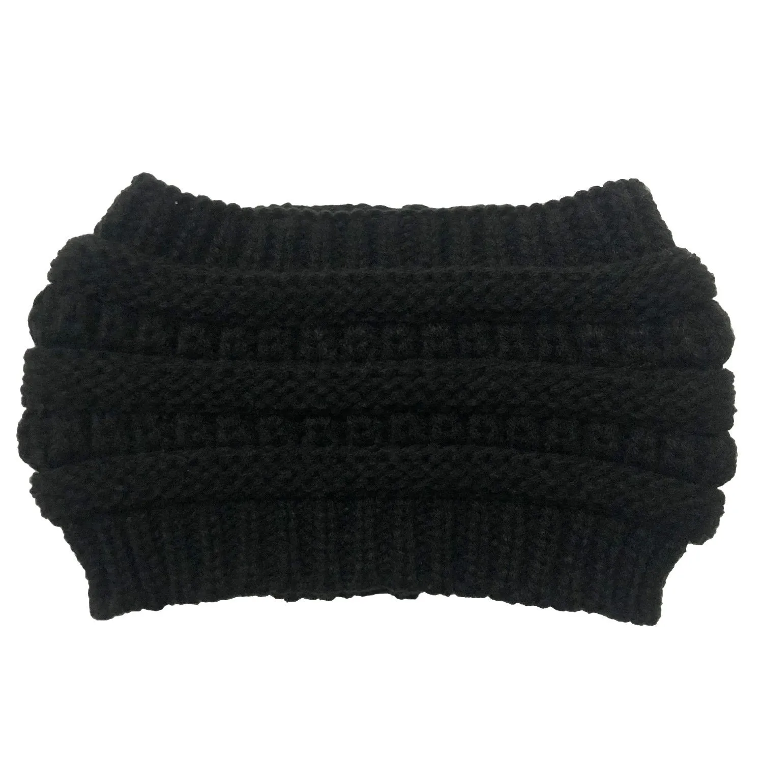 Wool Head Cap Hair Band Empty Top Horsetail Knitted Wool Twist Braided Cable Knitted