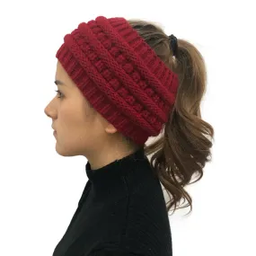 Wool Head Cap Hair Band Empty Top Horsetail Knitted Wool Twist Braided Cable Knitted