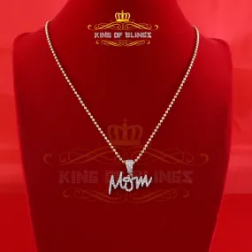 Yellow 925 Sterling 925 Silver 0.90ct MOM Letter Pendant Cubic Zirconia Stone